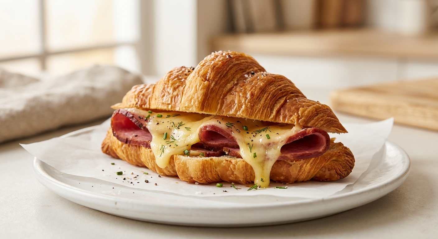 Croissant de jamón y queso